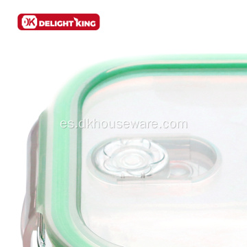 Recipiente de vidrio para alimentos con tapa de ventilación hermética para uso en microondas
